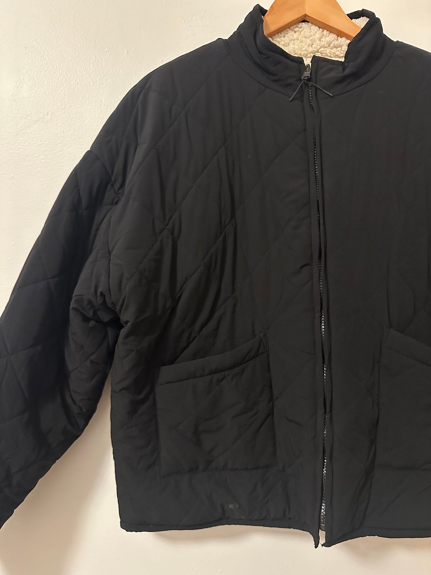 Z Supply On The Go Reversible Cream Sherpa Jacket | Size Large