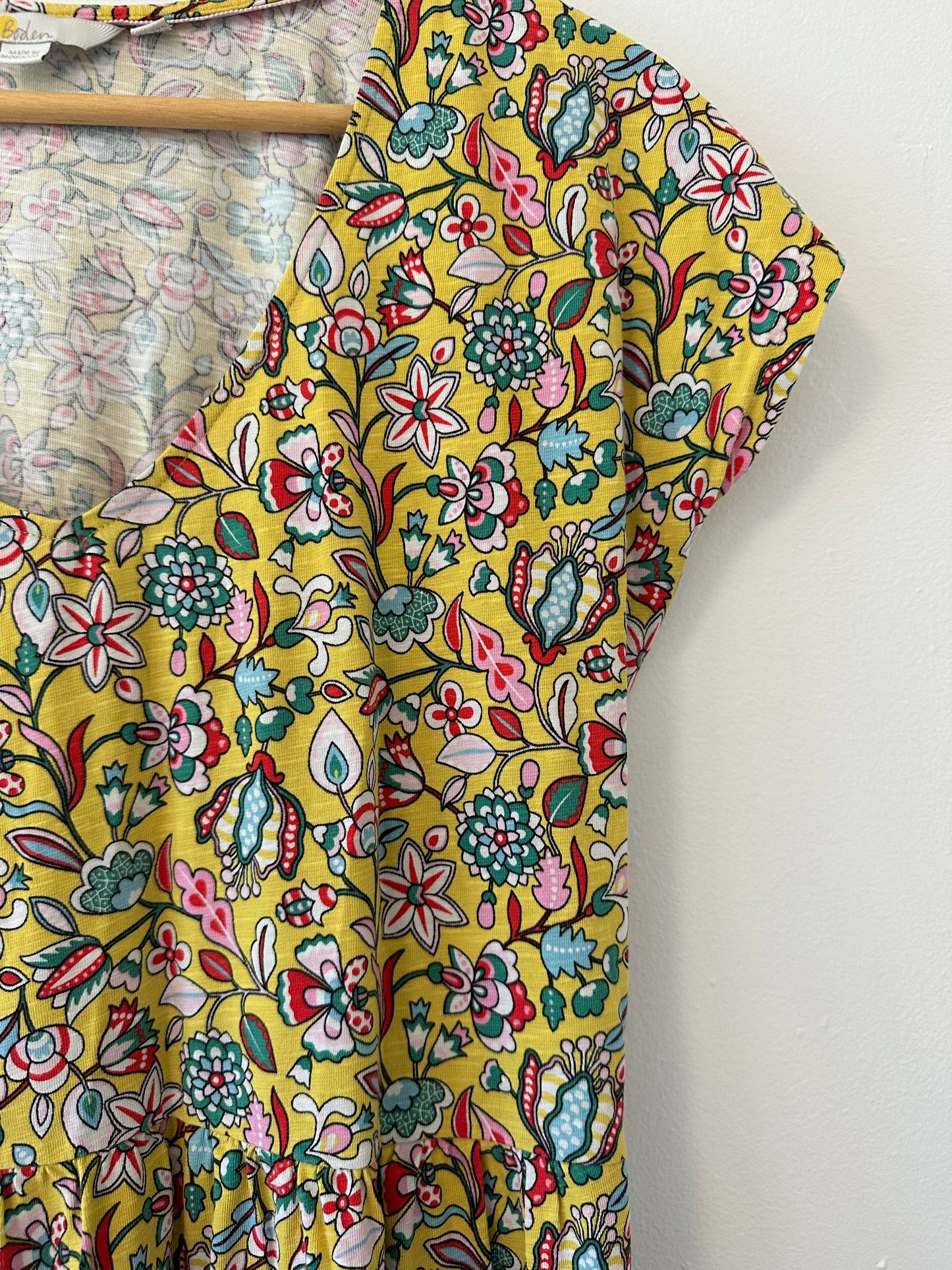 Boden Floral Yellow Floral Dress - Size 8