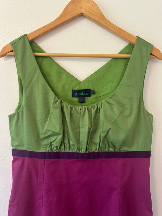 Boden Green and Pink Colorblock Sleeveless Shift Dress - Size 12