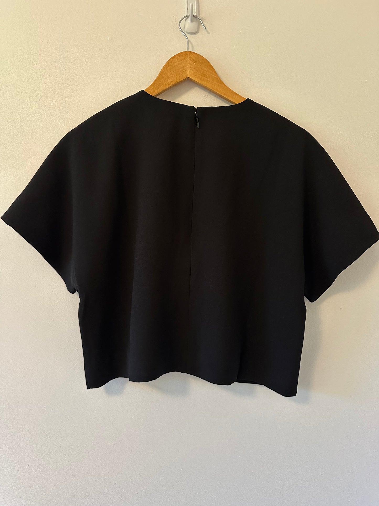 NWT J. Crew 365 Crepe Boxy Crop Blouse in Black - Size 10