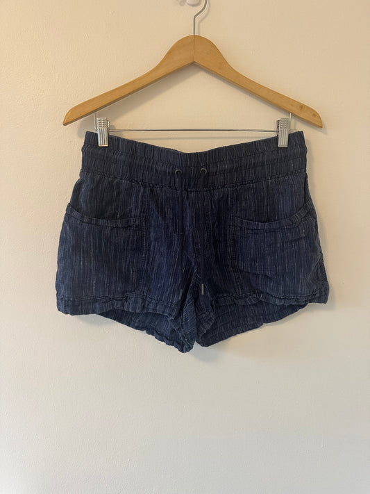 Athleta Cabo Blue Linen Striped Shorts Size 6