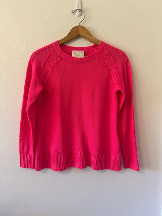 Sail to Sable Bright Pink Crew Neck Wool and Cashmere Sweater | Size Small