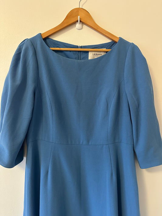 LK Bennett Lemoni A-line Midi Dress in Blue | Size 12