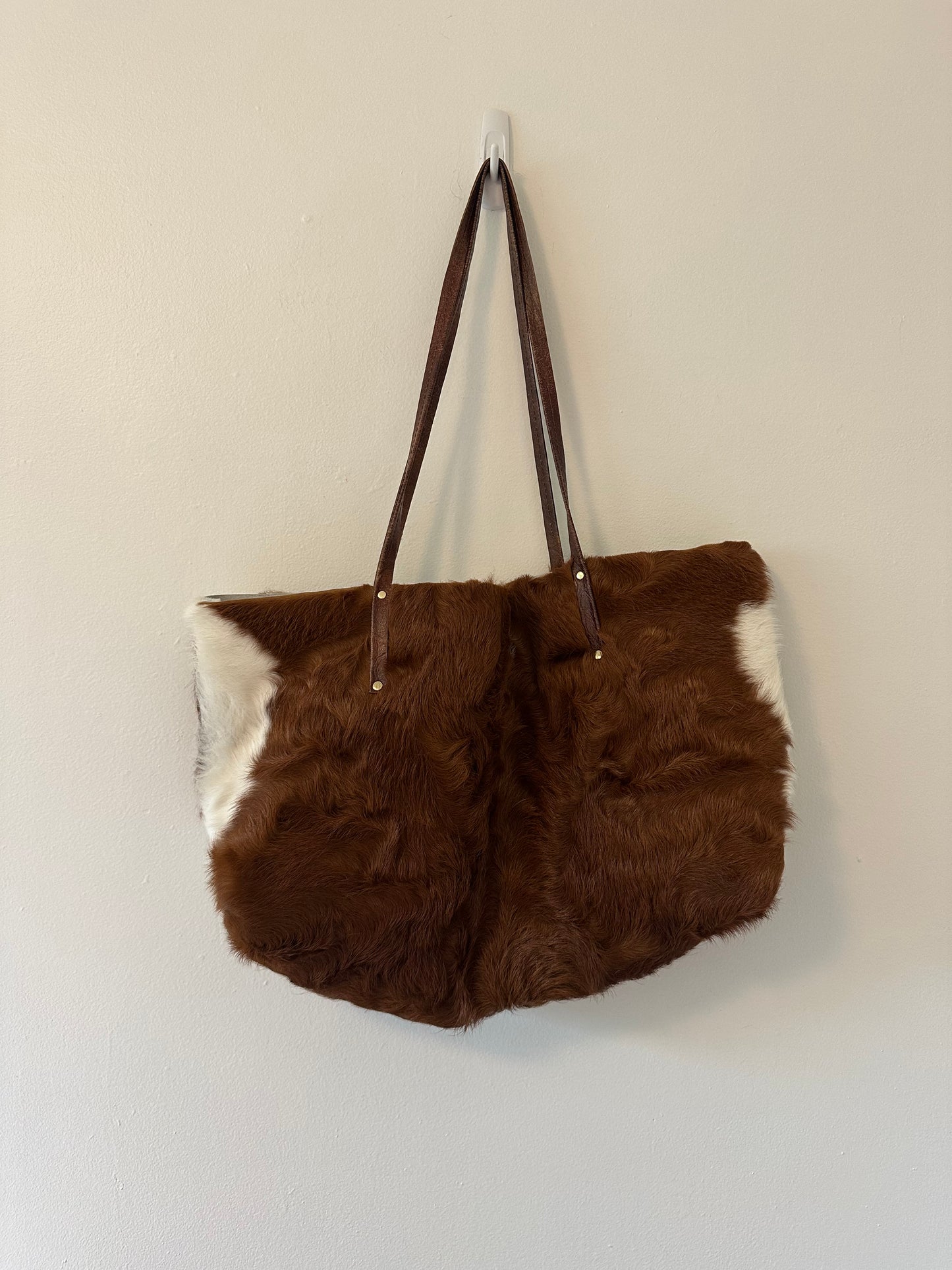 Ma & Pembum Brown & White Cowhide Tote Bag
