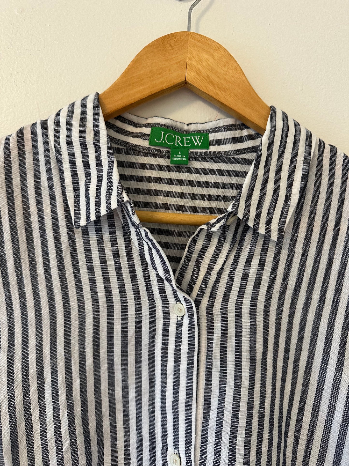 J. Crew Classic-fit Beach Shirt in Striped Linen-Cotton Blend - Size Small