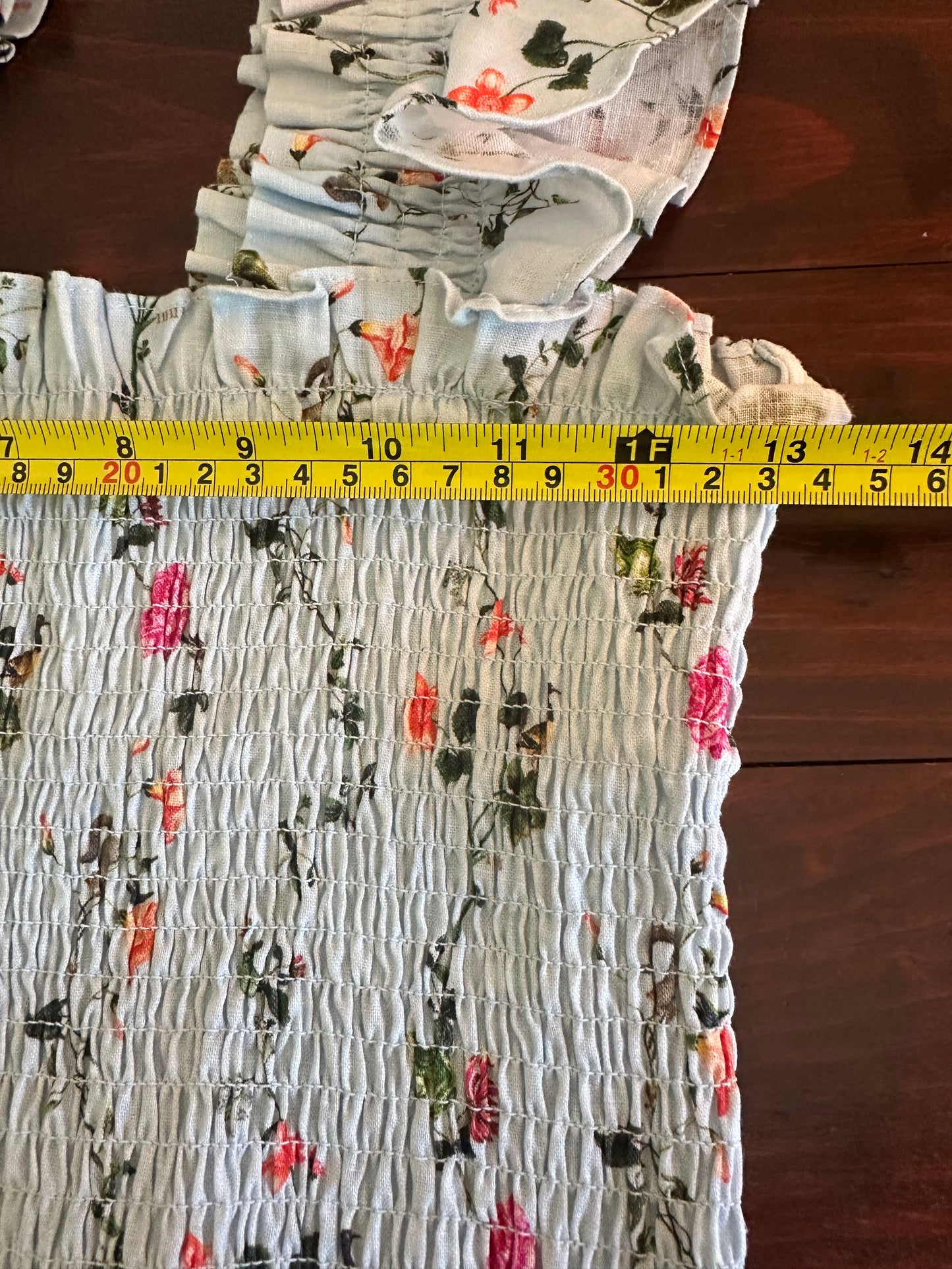 Hill House "The Paz Nap Top" in Blue Floral Linen - Size XS