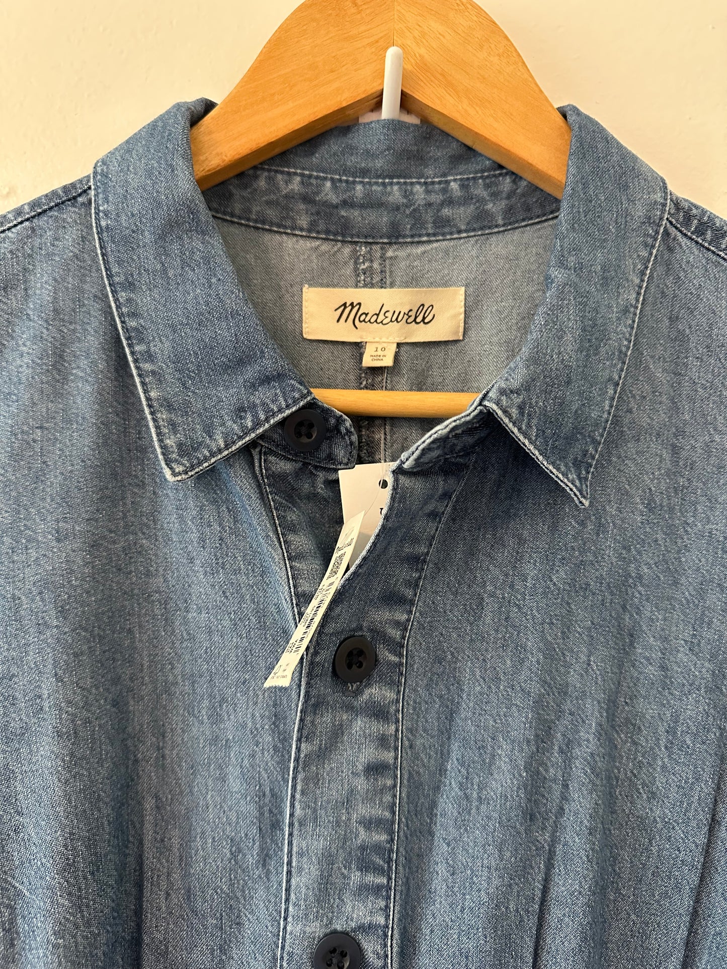 NWT Madewell Tie-Waist Shirtdress: TENCEL™ Denim Edition - Size 10