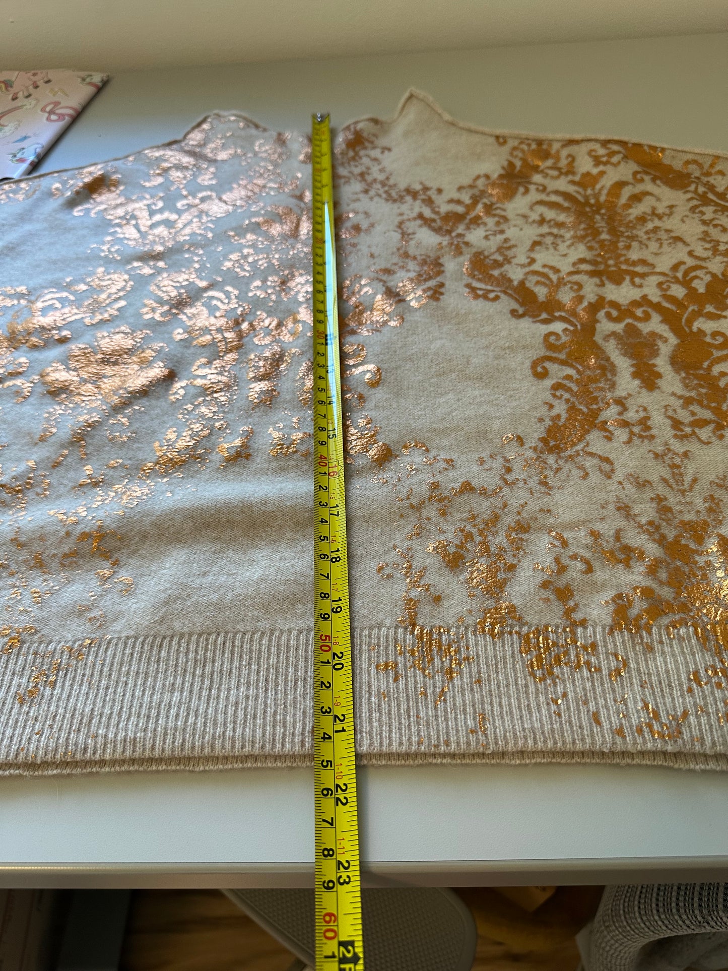 Pilcro The Alani Cashmere Mock Neck Sweater with Gold Print | Size Medium