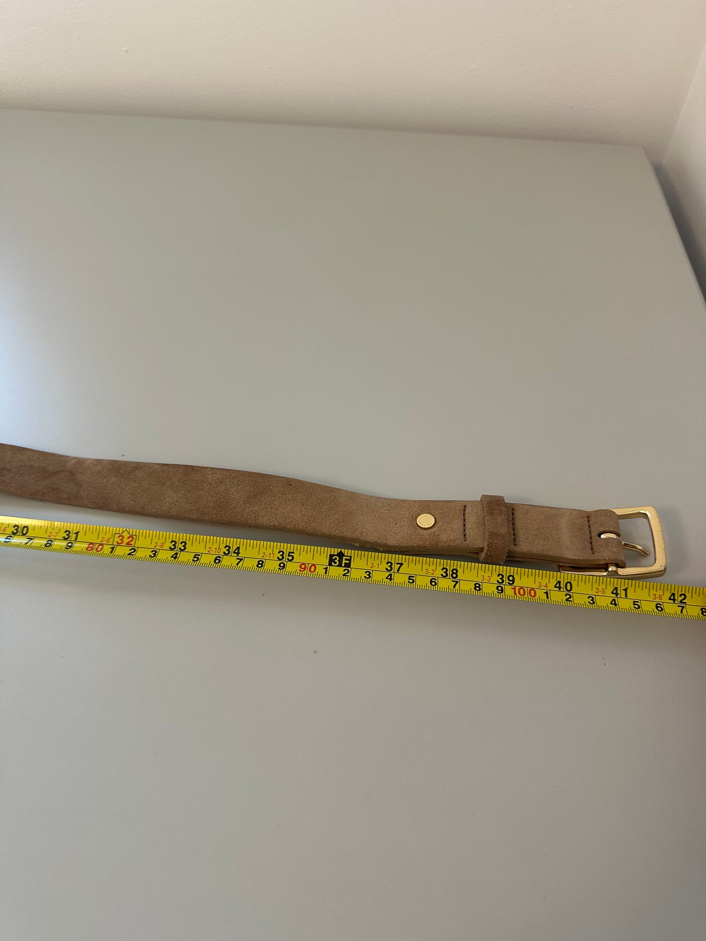 rag & bone Tan Suede Belt with Gold Buckle