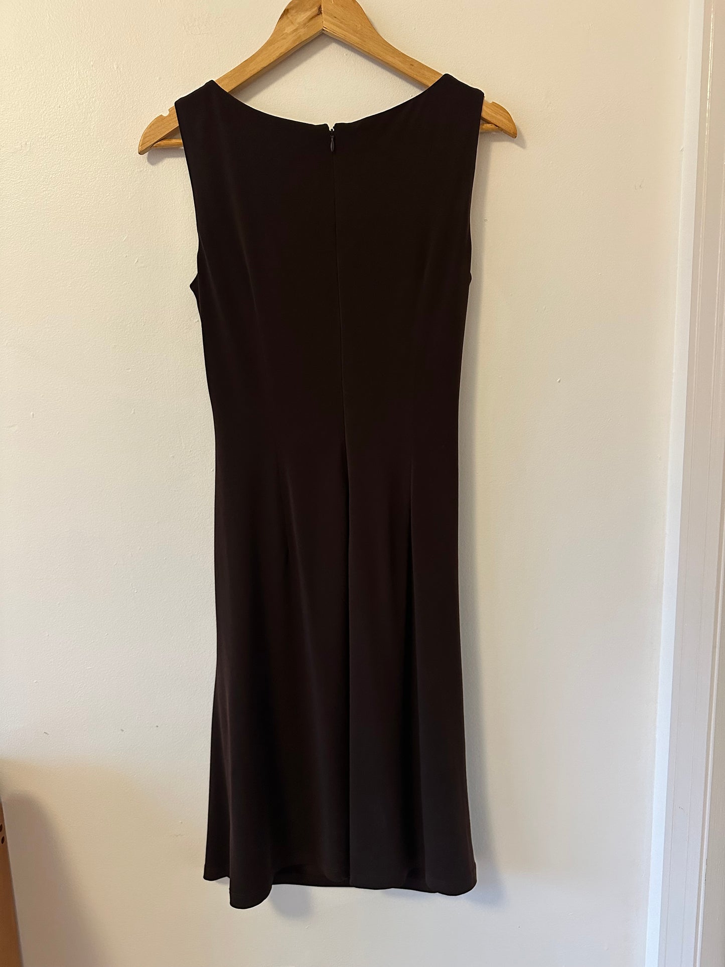 David Meister Chocolate Brown Mini Dress with Gold Detail | Size 6