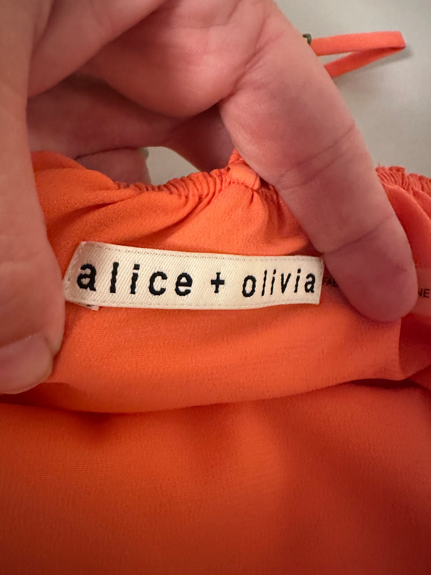 Alice + Olivia Kelly T-Back Silk Maxi Dress in Coral | Size 4