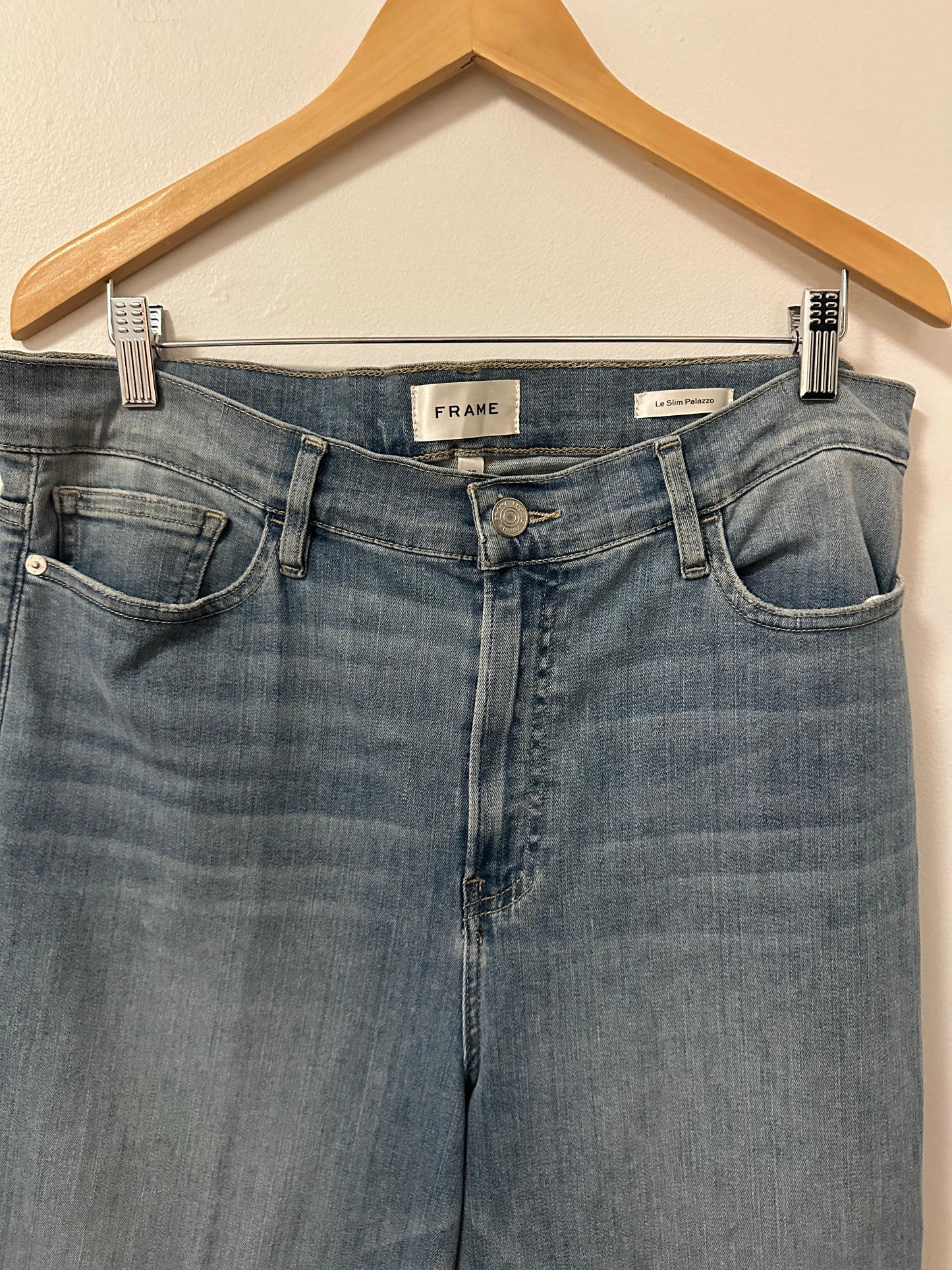 Frame Le Slim Palazzo Women's Light Blue Wide-Leg Jeans | Size 32