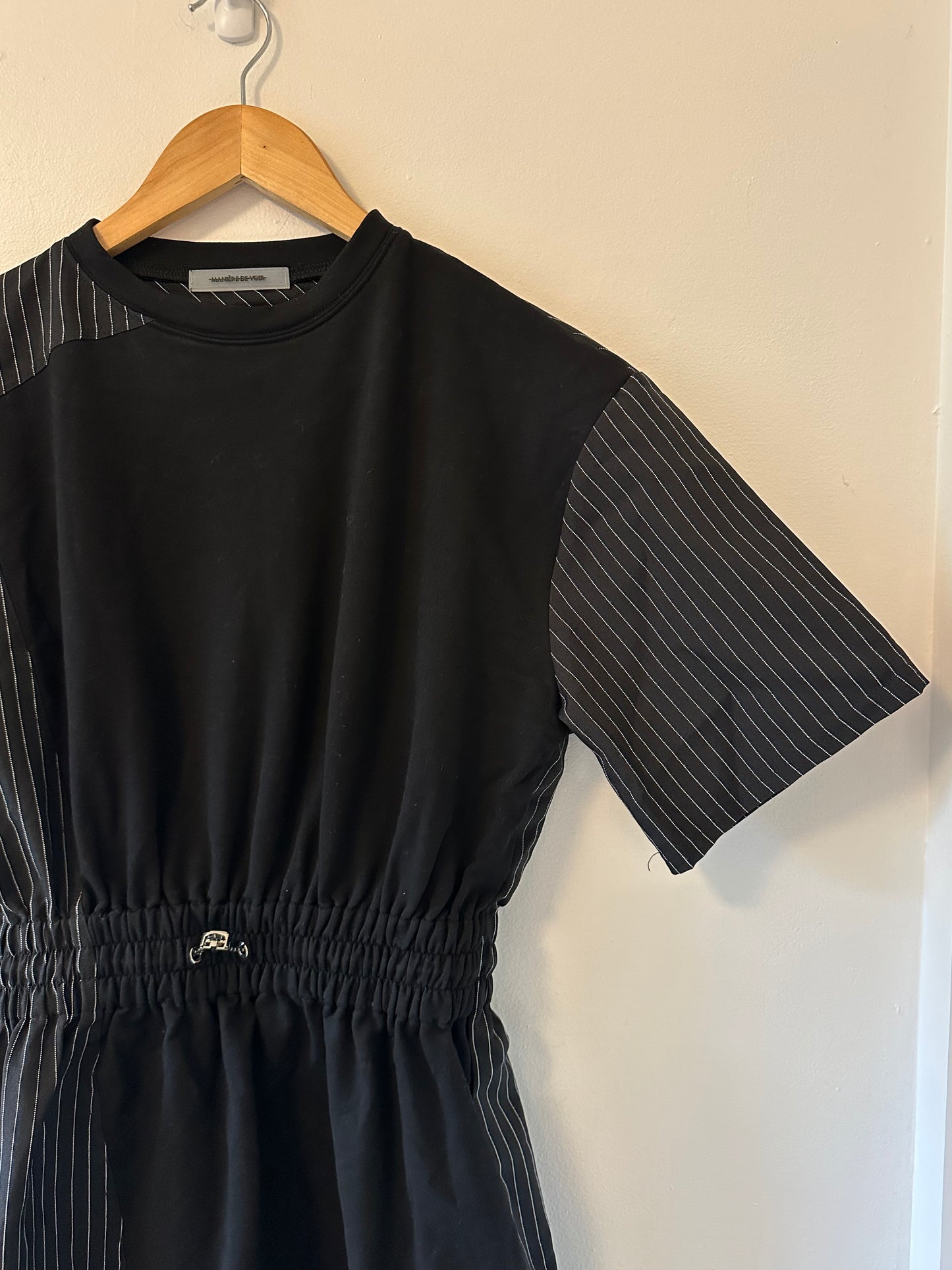 Maniere De Voir Asymmetrical Striped Mini Dress - Size 4