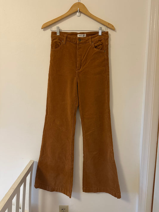 Rolla's Eastcoast High Rise Flare - Tan Corduroy - Size 28