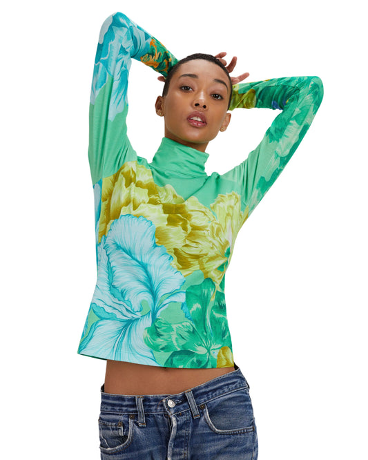 The Kit Turtleneck in Jade Iris | Size Large