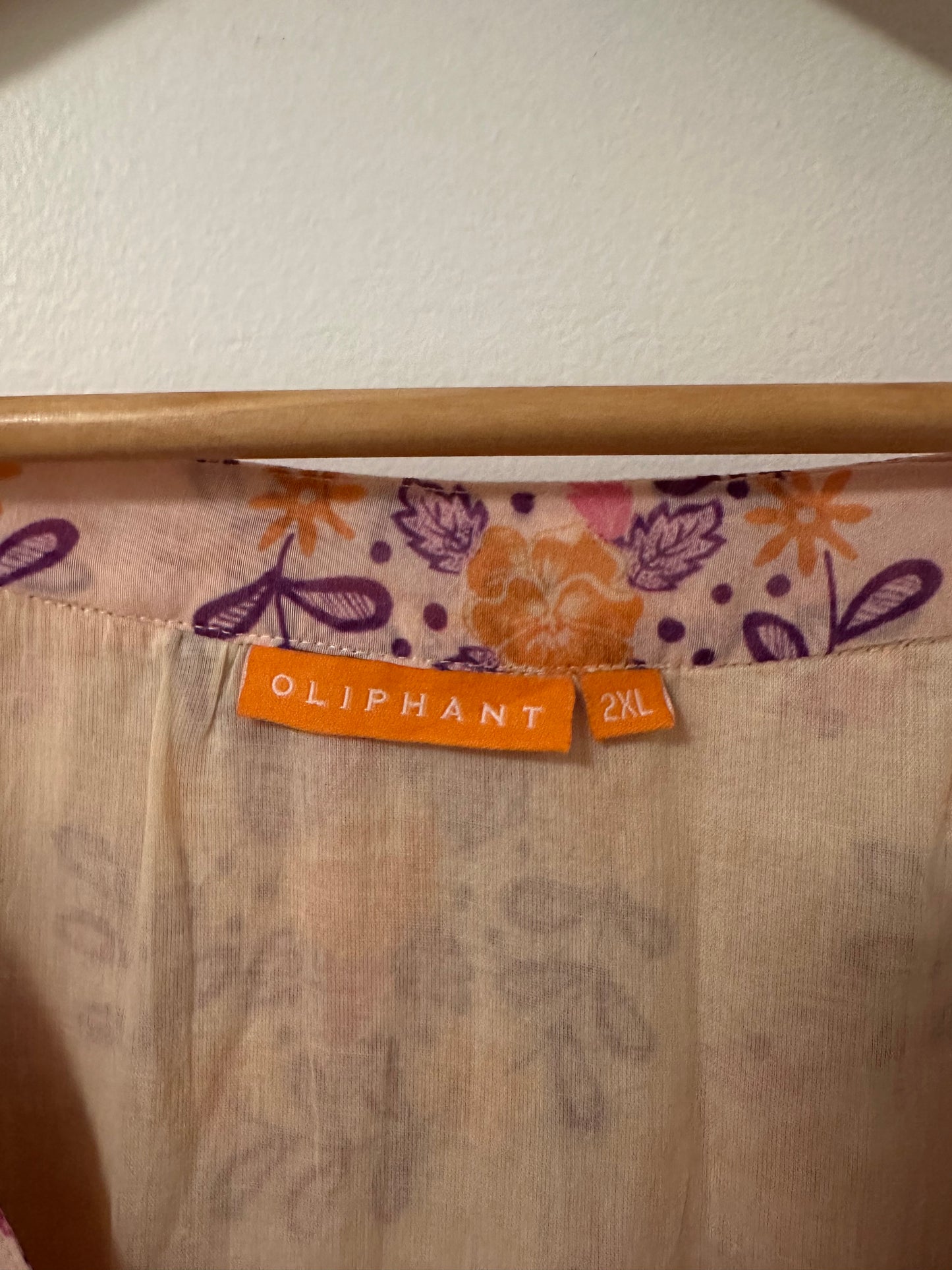 Oliphant Ruffle V-Neck Purple and Orange Floral Maxi Dress | Size 2XL