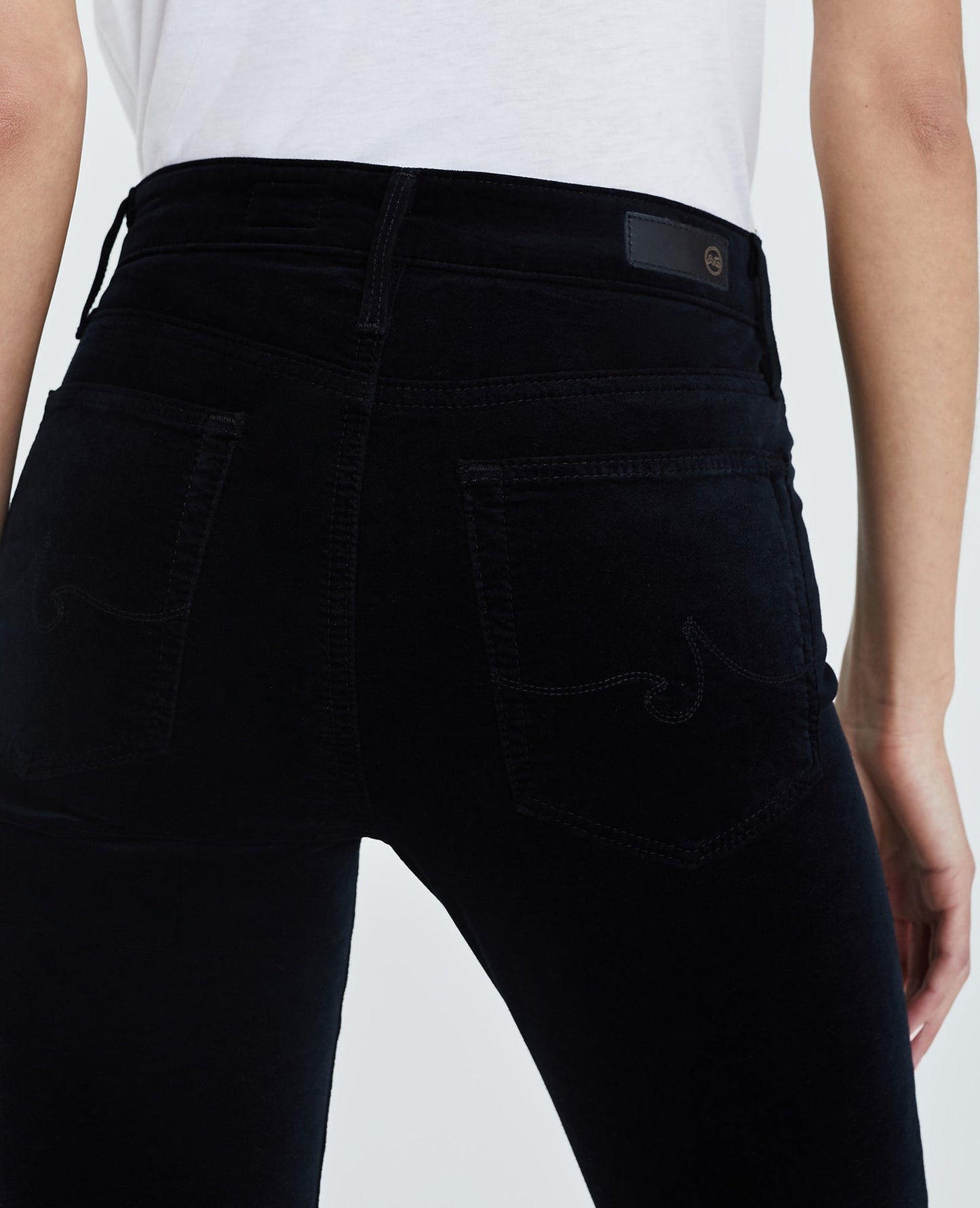 AG Women's Farrah High-Rise Velvet Skinny Jeans in Black - Size 30
