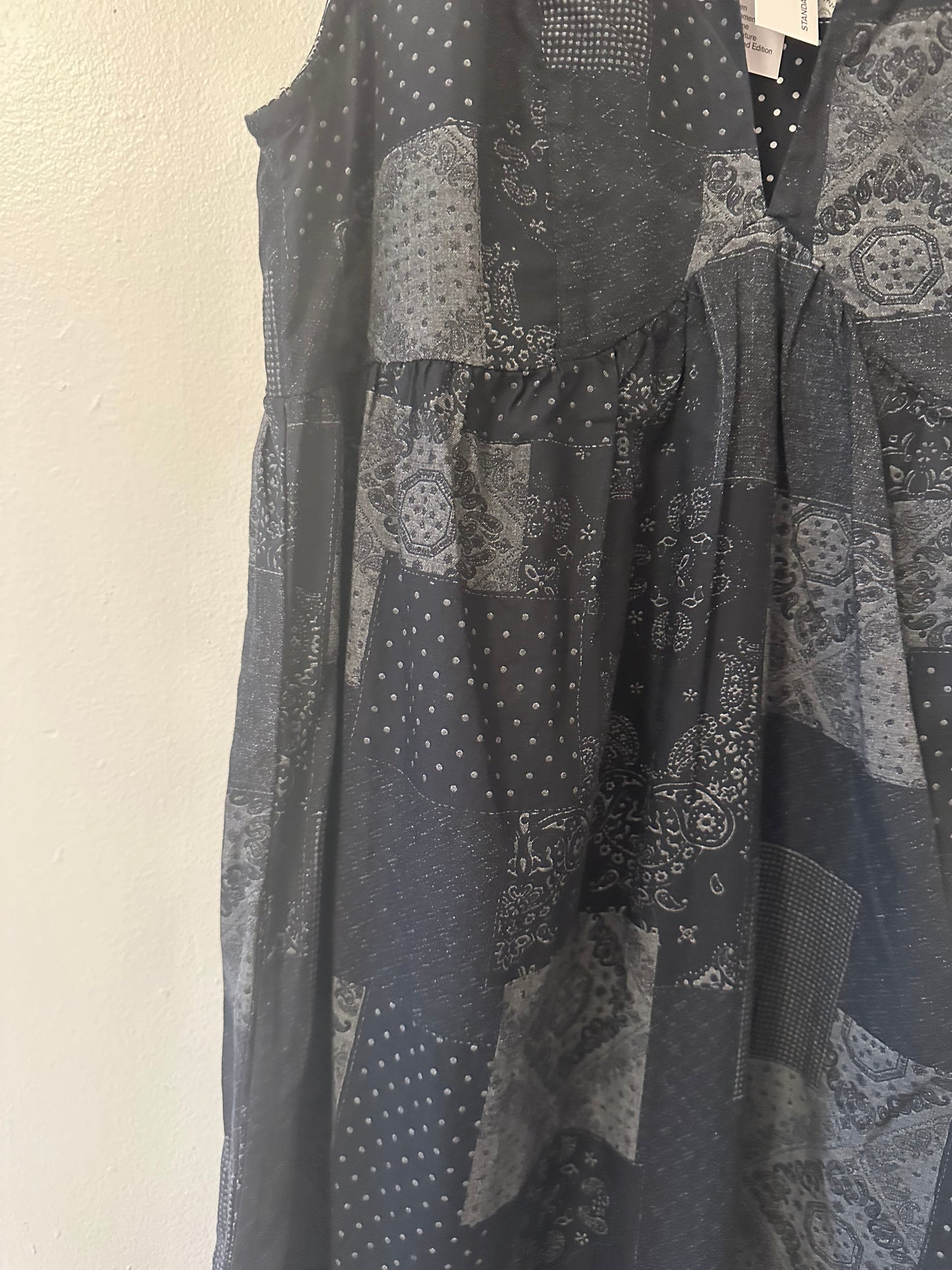 NWT James Perse Black Patchwork Cotton Maxi Dress - Size 1 (Small)