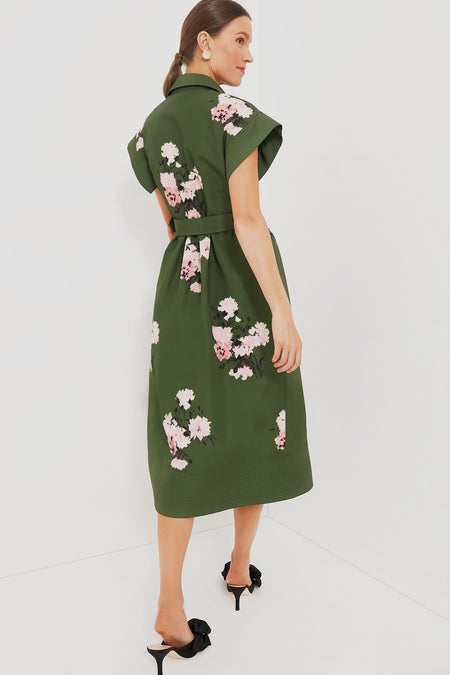 NWT Tuckernuck Olive and Pressed Powder Floral Chloe Dress - Size Large