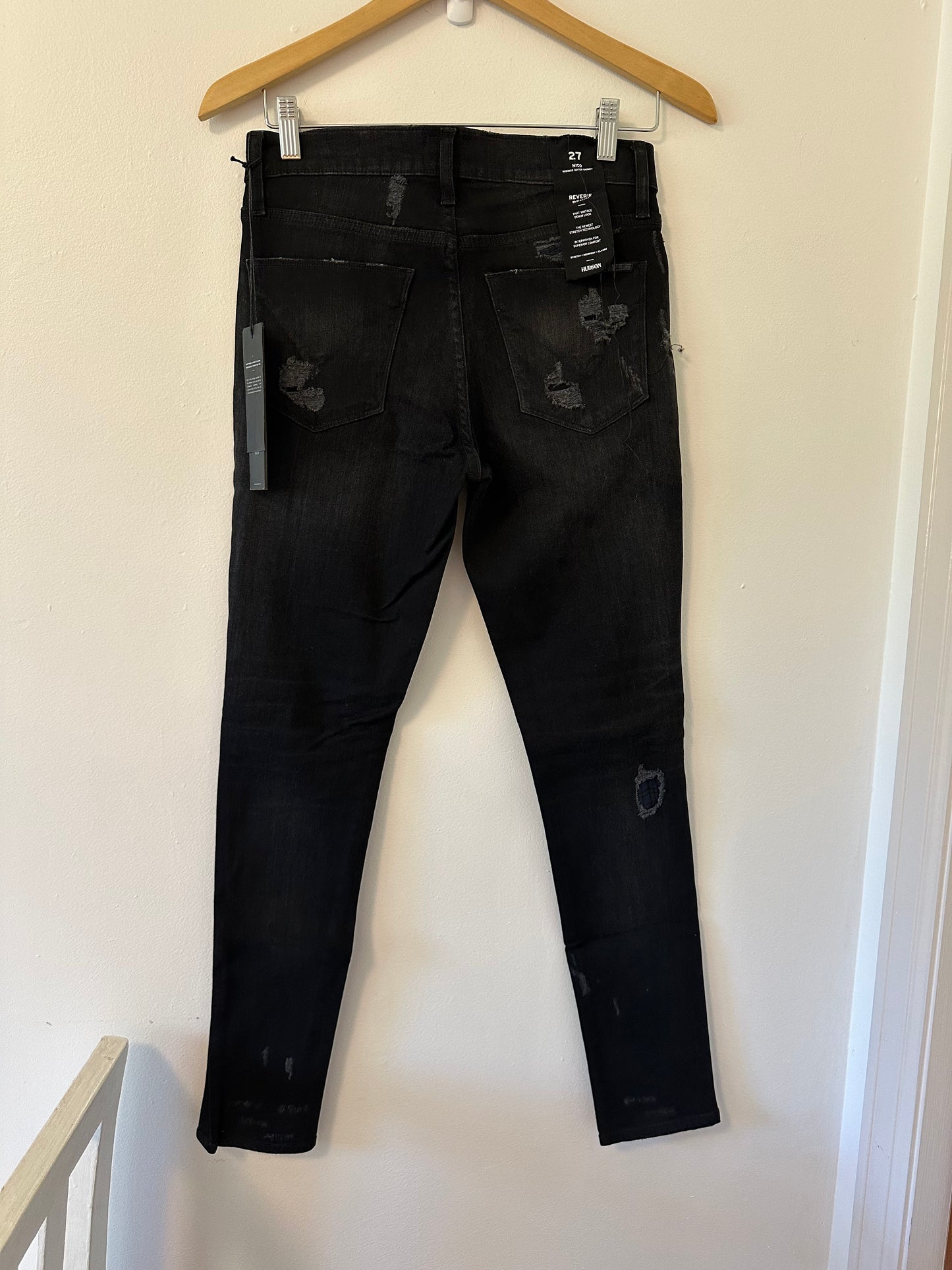 NWT Hudson Nico Distressed Black Skinny Jeans - Size 27