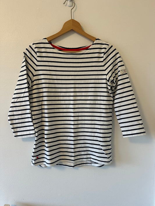 Joules Boatneck Striped Black and White Long Sleeve Top Size 4