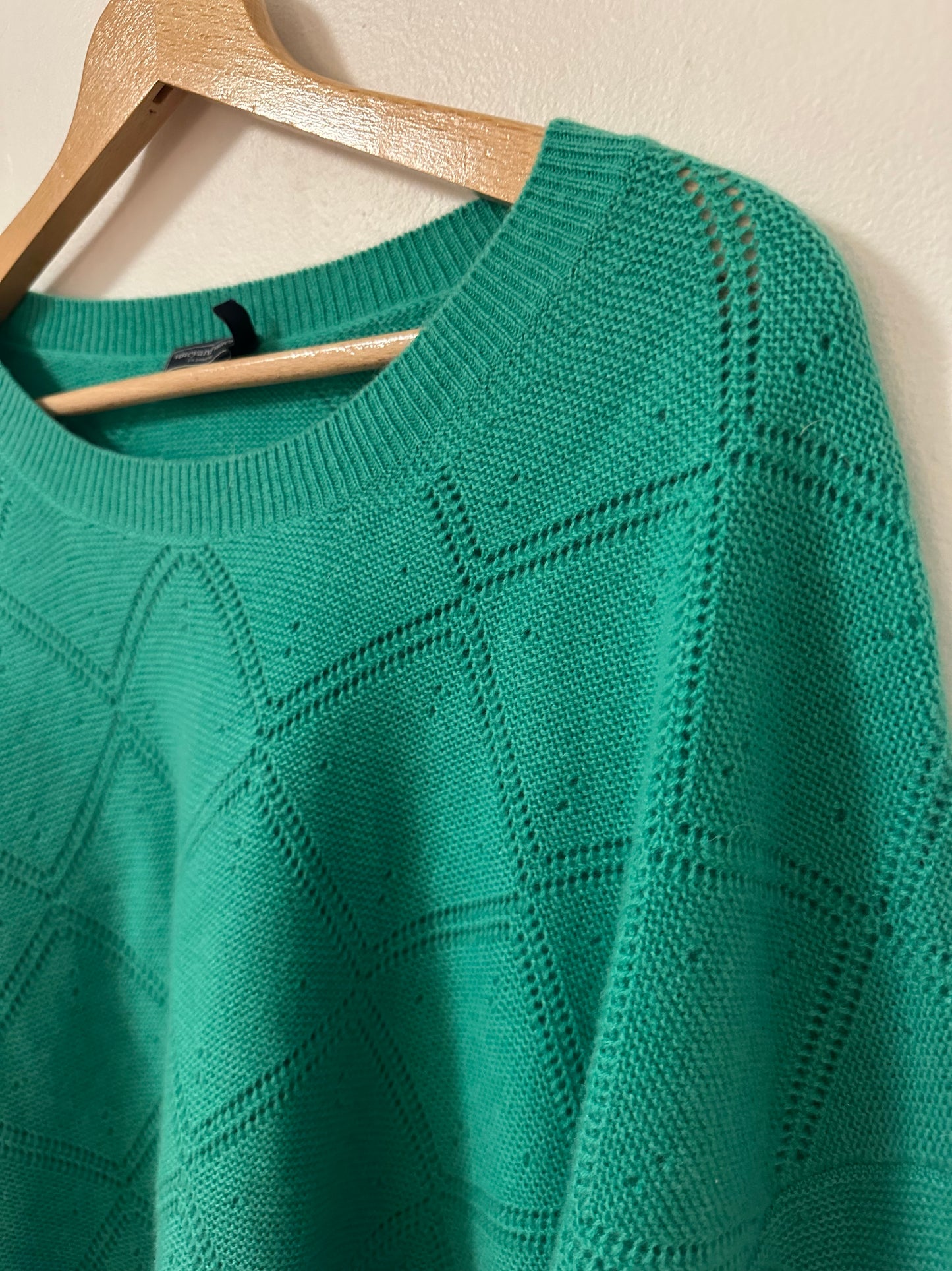 Vineyard Vines Women's Teal Pointelle Cashmere Sweater | Size XL