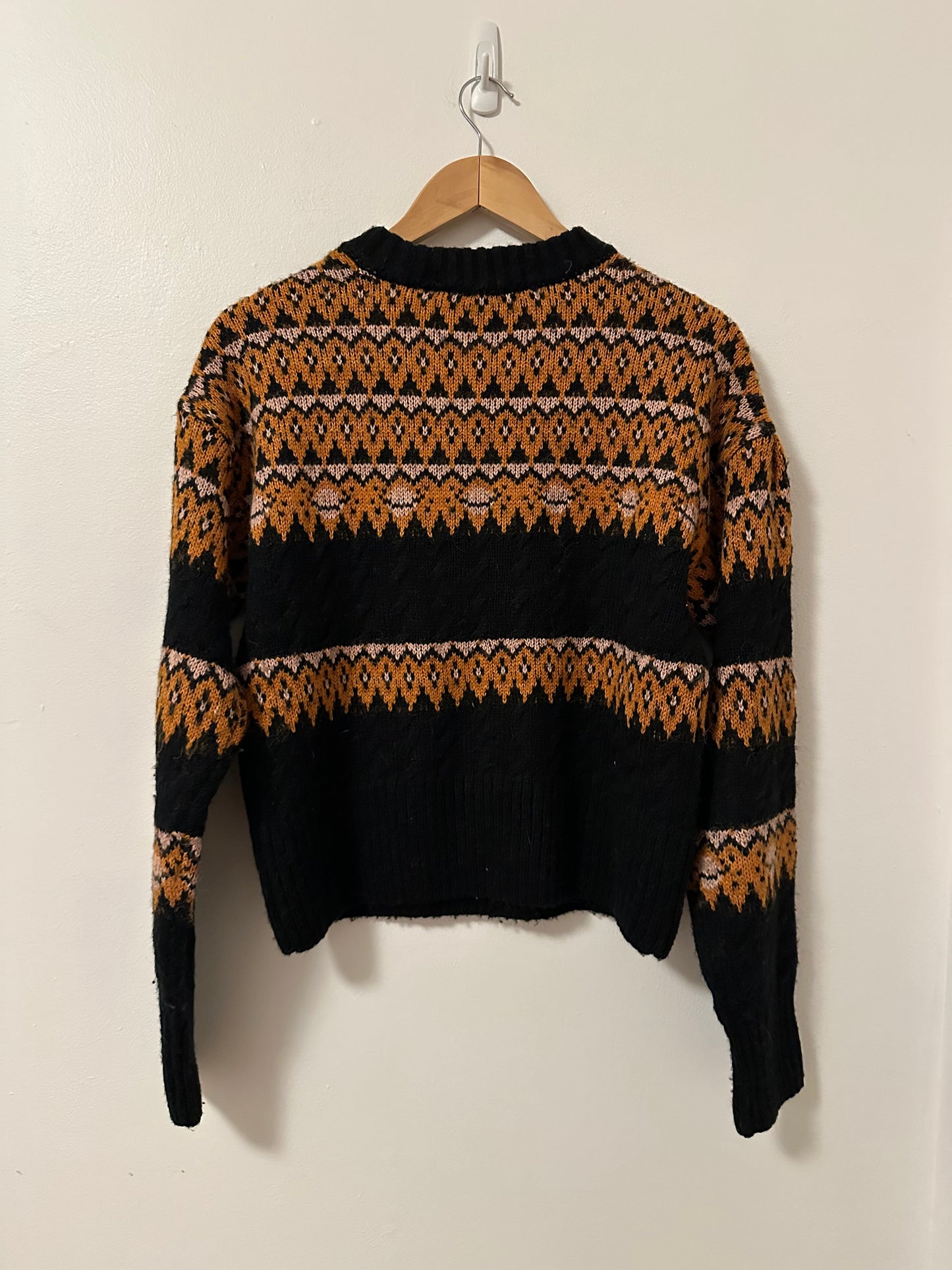 Scotch & Soda Black and Orange Geometric Sweater | Size Medium