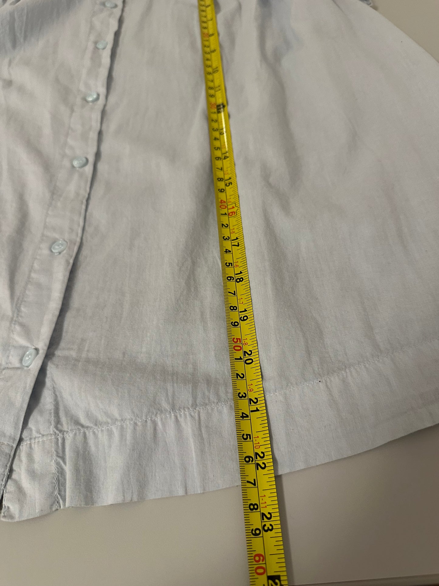 Sundry Light Blue Button Up Ruffle Sleeve Top | Size Small