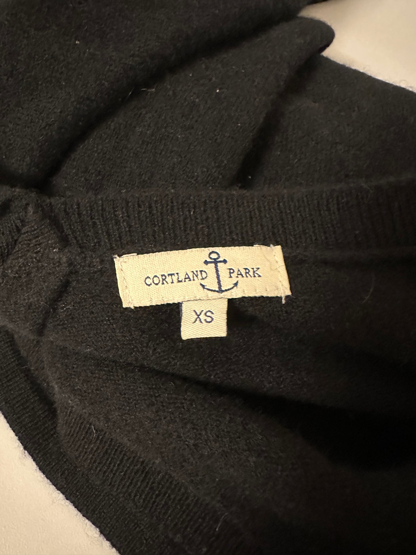 Cortland Park Cashmere Boatneck Sweater with V in the Back in Black | Size XS