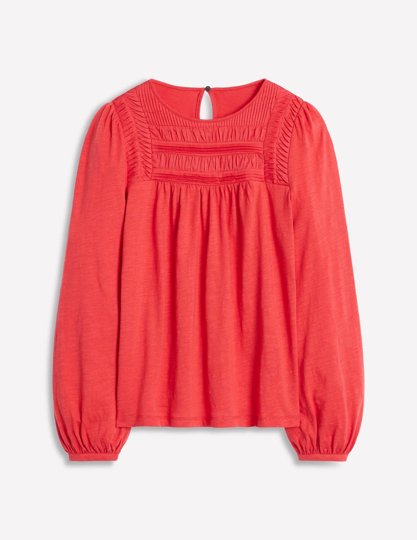 Boden Pintuck Yoke Top in Berry Red - Size US 4