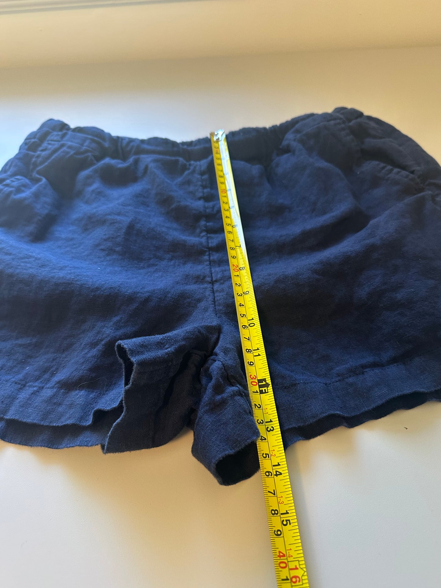 J. Crew High Waist Navy Linen Pull On Relaxed Fit Shorts | Size Medium