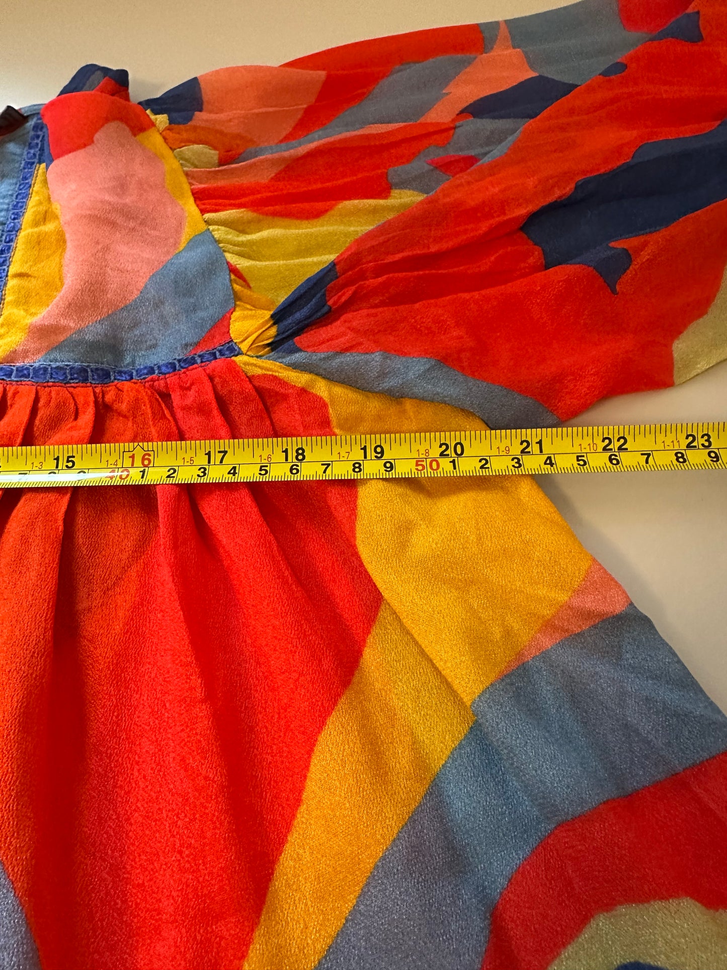 Blank London Miranda Peasant Colorful Abstract Flowy Blouse | Size XSP