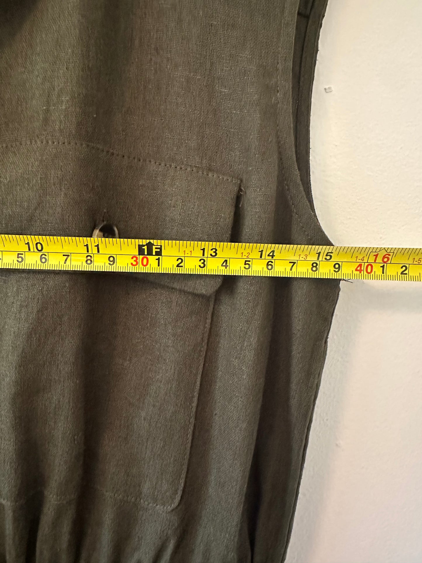 NWT Zara Olive Green Sleeveless Linen Jumpsuit Size Small