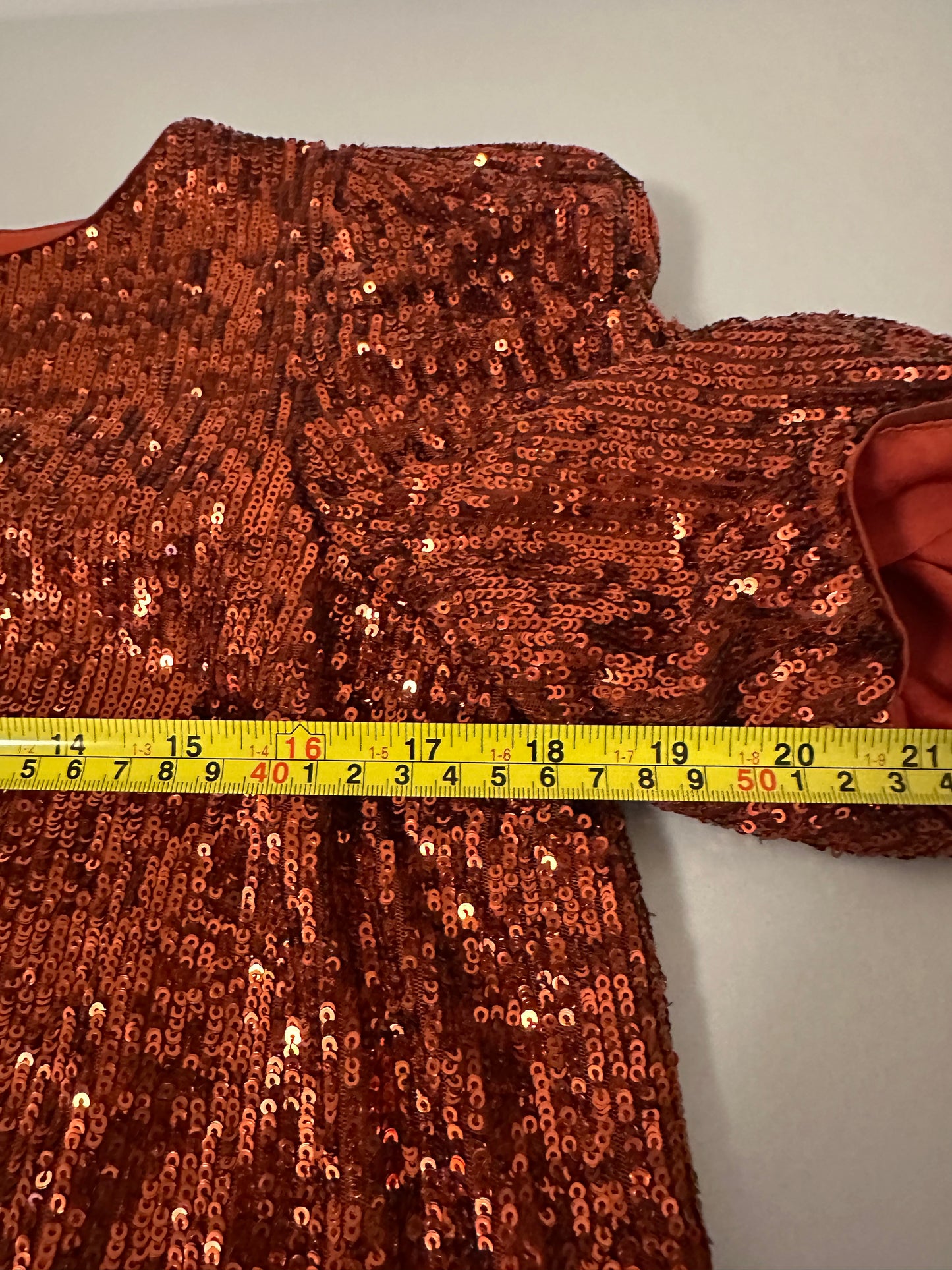 Anthropologie Marie Sequin Puff Sleeve Blouse in Copper | Size 6