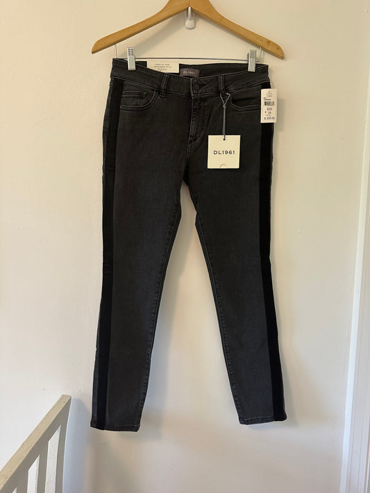 DL1961 Mid-Rise Instasculpt Ankle Skinny Jeans in Black - Size 26