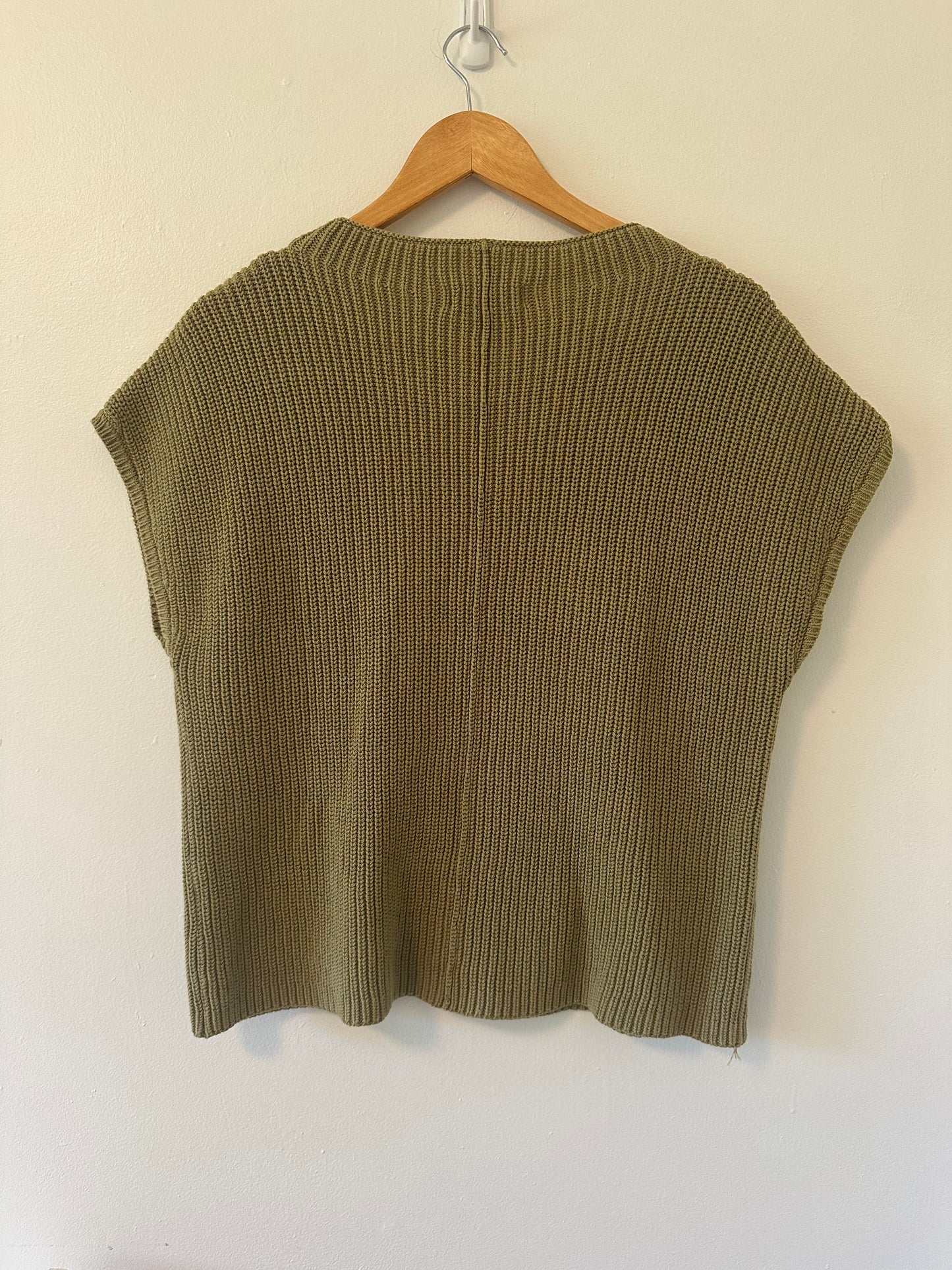 By Together Olive Green Knit Sweater with Pocket - Size Small
