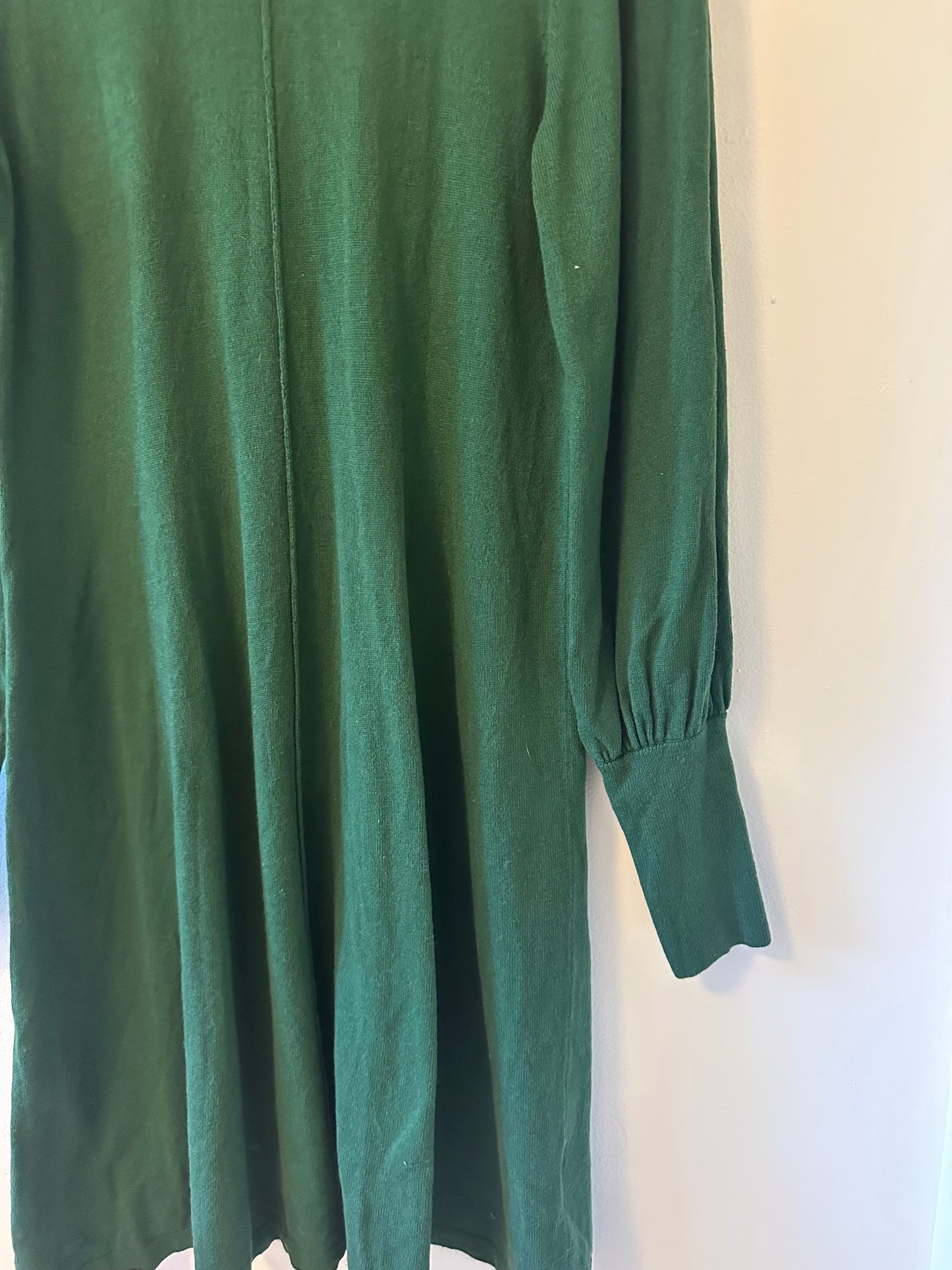Boden - Forest Green Long Sleeve Cotton Blend Sweater Dress | Size 10