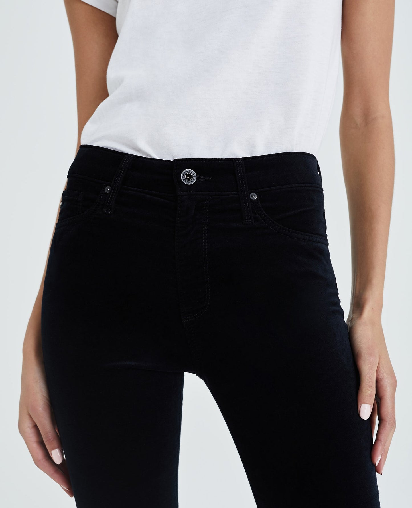 AG Women's Farrah High-Rise Velvet Skinny Jeans in Black - Size 30