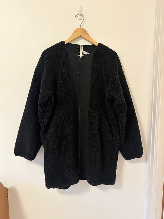 Lululemon Collarless Textured Fleece Full Zip Jacket in Black | Size 8