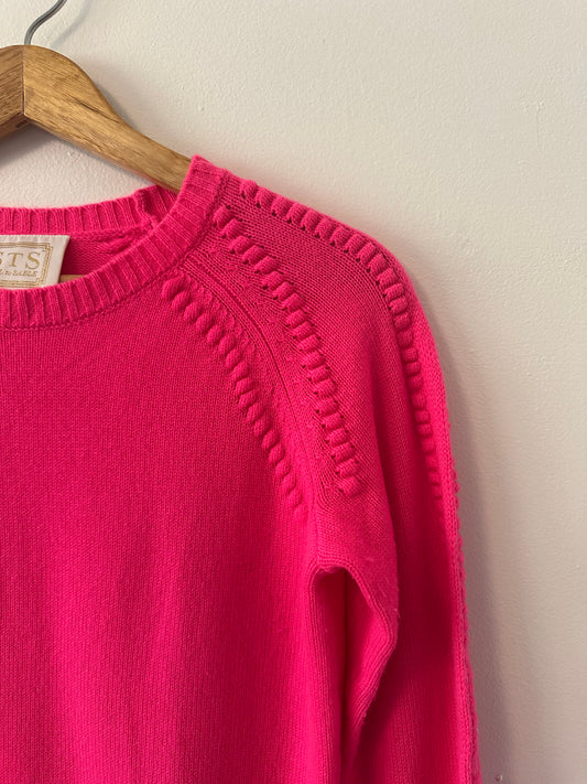 Sail to Sable Bright Pink Crew Neck Wool and Cashmere Sweater | Size Small