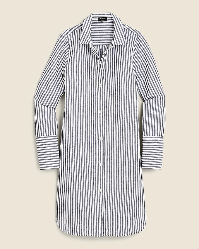 J. Crew Classic-fit Beach Shirt in Striped Linen-Cotton Blend - Size Small