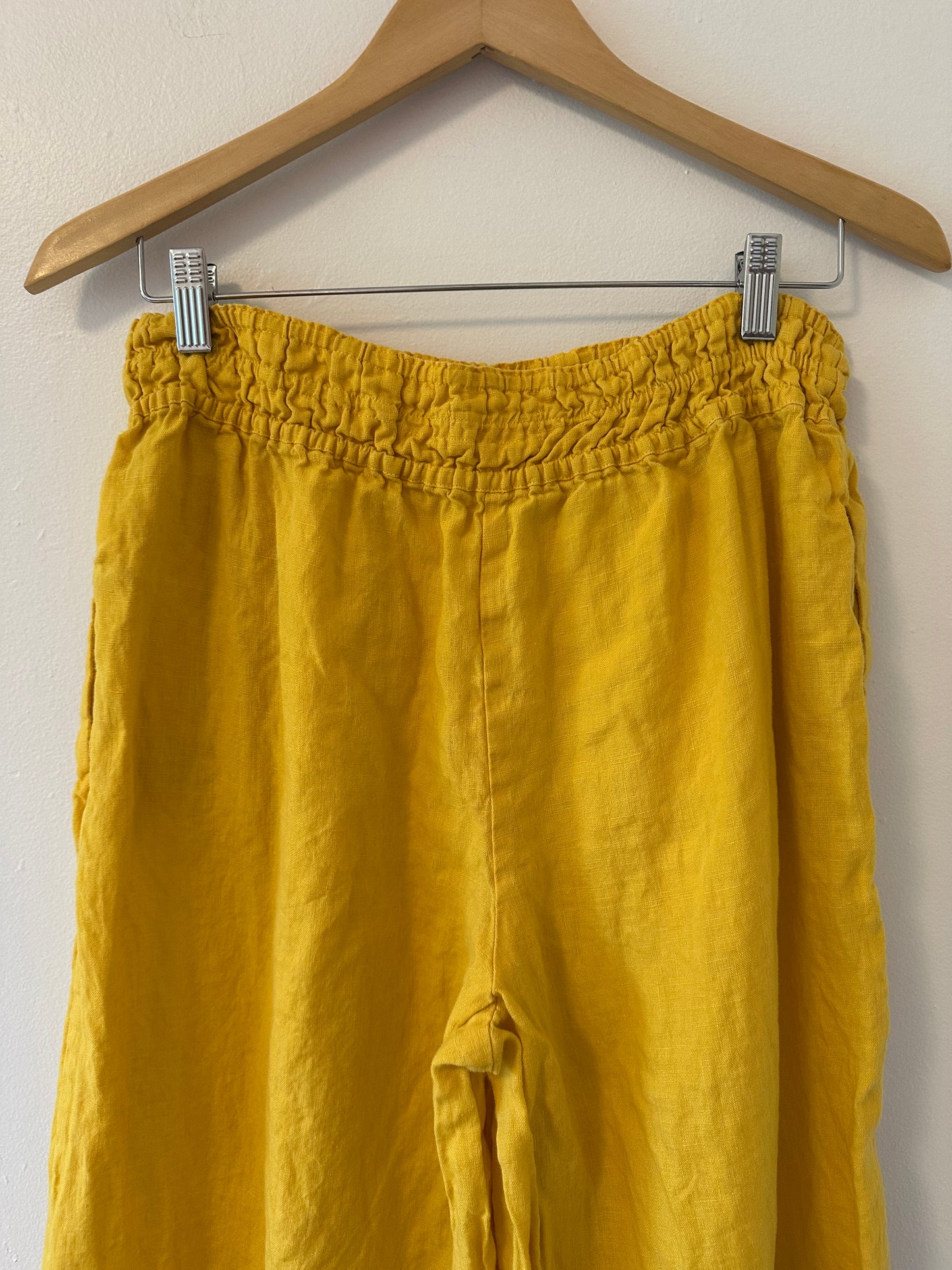 Anthropologie The Somerset Yellow Wide-Leg Linen Pants - Size Medium