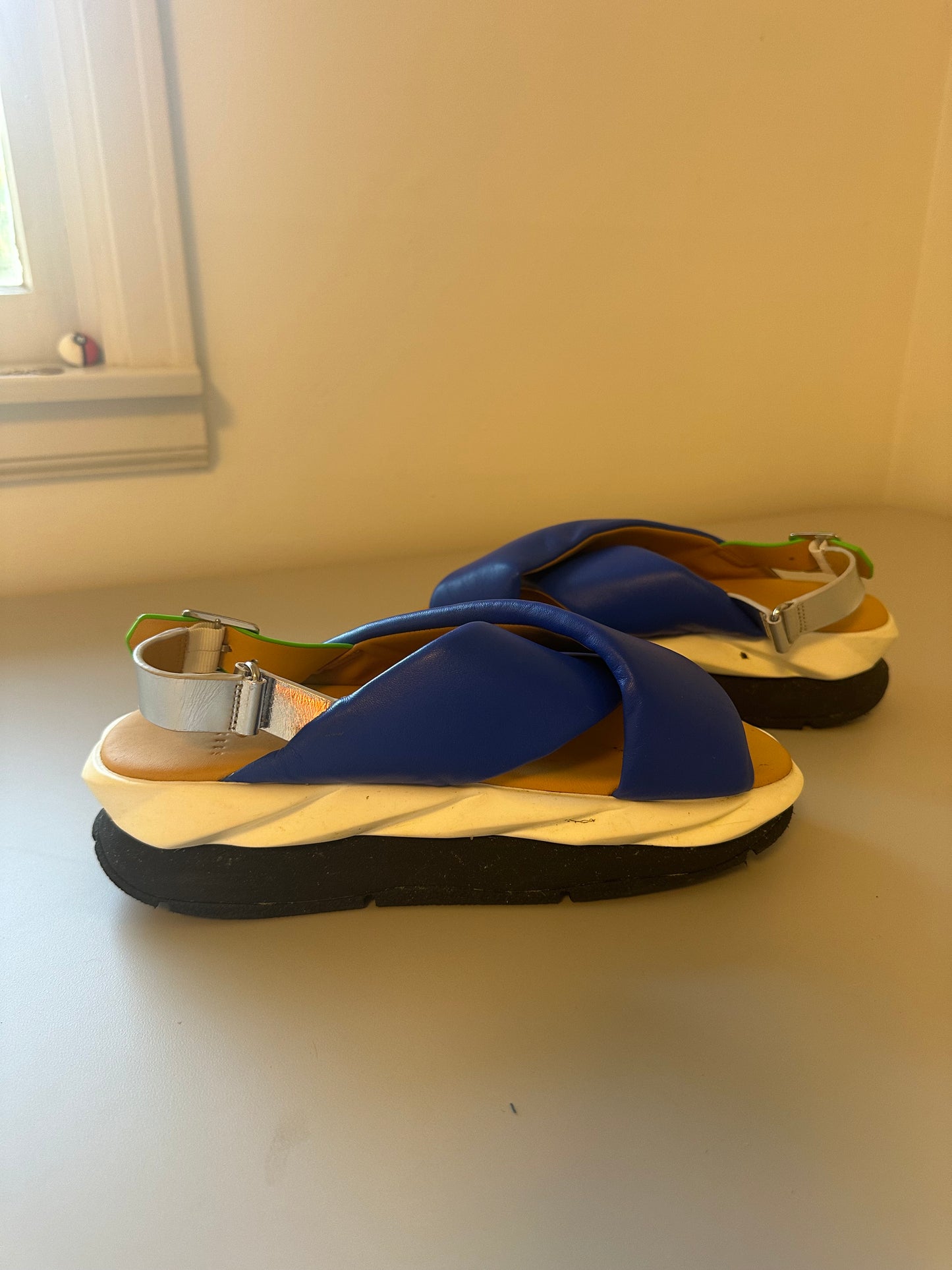 4CCCCEES Mellow Moa Platform Slingback Sandal in Blue | Size 39