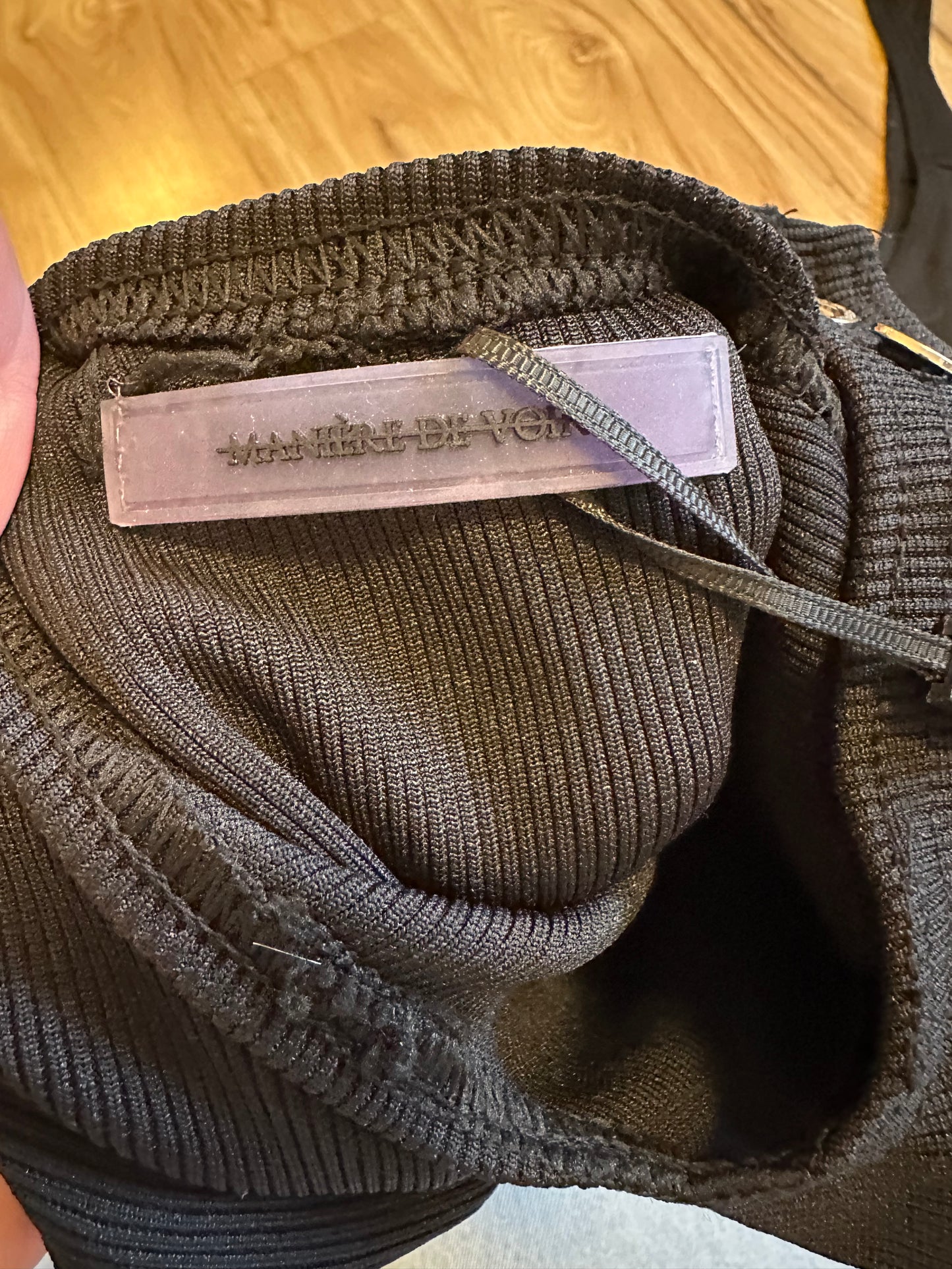 NWT Maniere De Voir Black Cut Out Ribbed Dress - Size 6