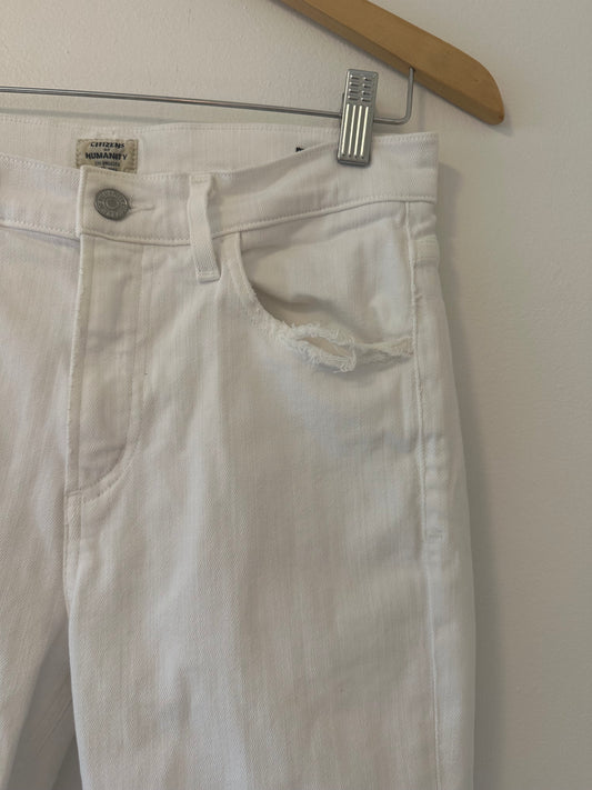 Citizens Of Humanity White High Rise Drew Crop Flare Jeans - Size 25