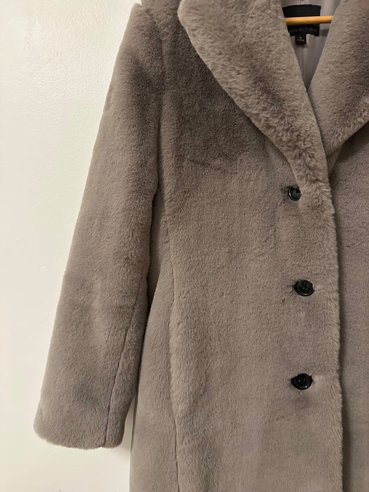 Banana Republic Teddy Faux Fur Jacket in Gray | Size Small