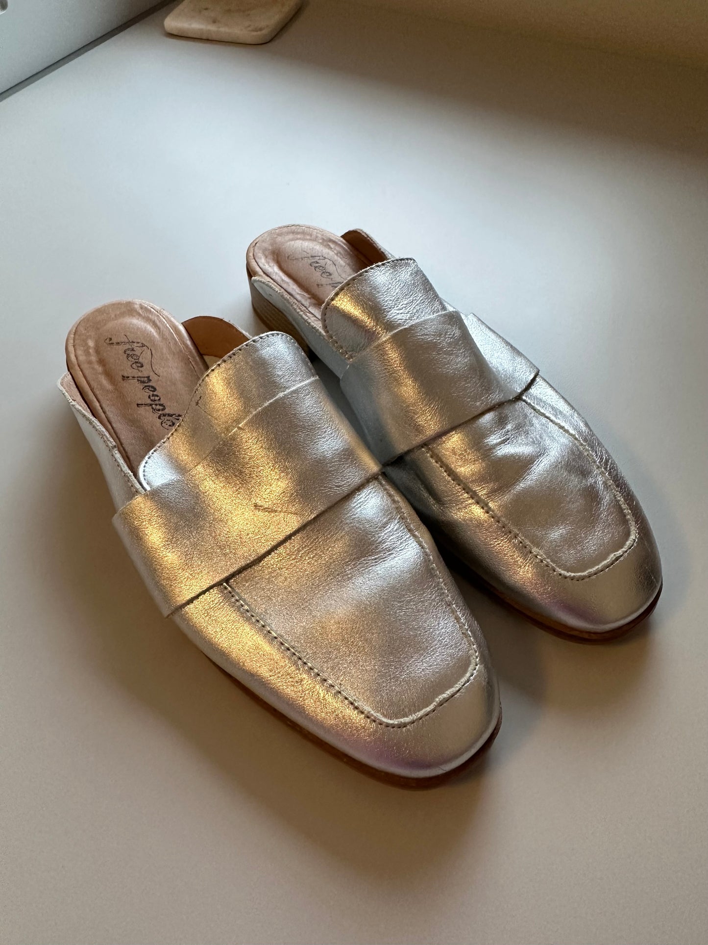 Free People At Ease Silver Metallic Women's Loafers | Size 38