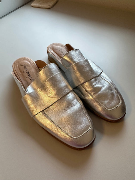 Free People At Ease Silver Metallic Women's Loafers | Size 38