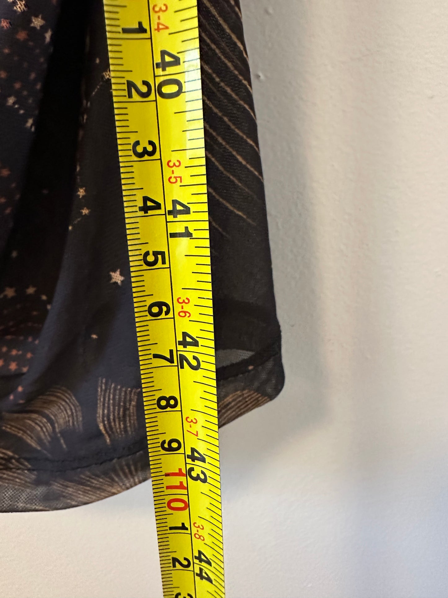 NWT FARM Rio Golden Foliage Long Sleeve Tulle Midi Dress in Black | Size Large