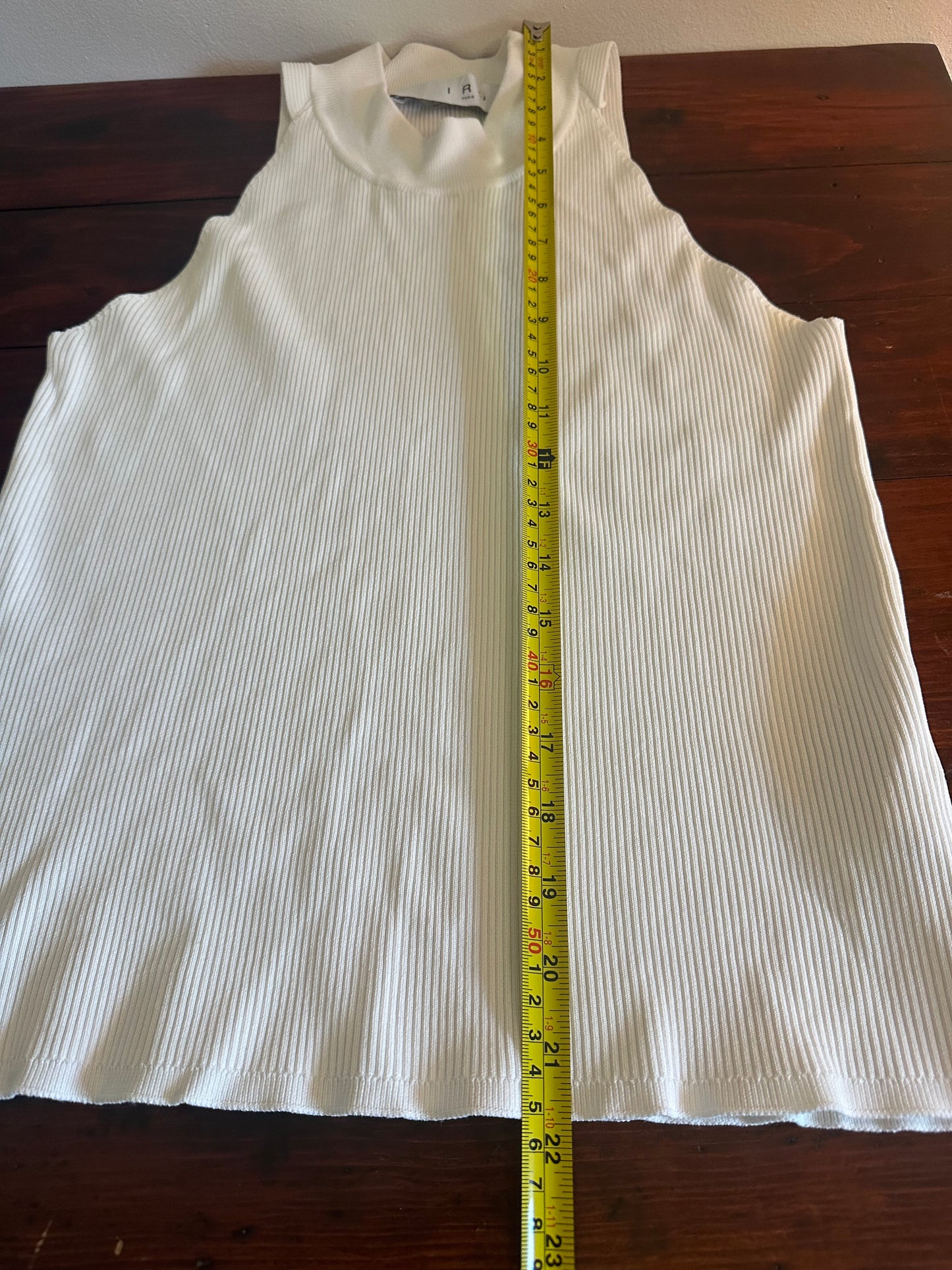 IRO Paris Alexia White Ribbed Sleeveless Top - Size XL